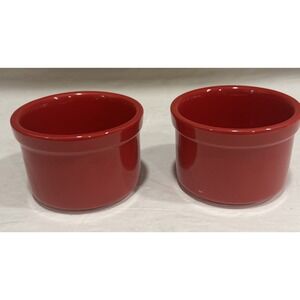Set Of 2 CUISINART Red 7.5 OZ Ramekin Bowls Dip Custard 3.5"